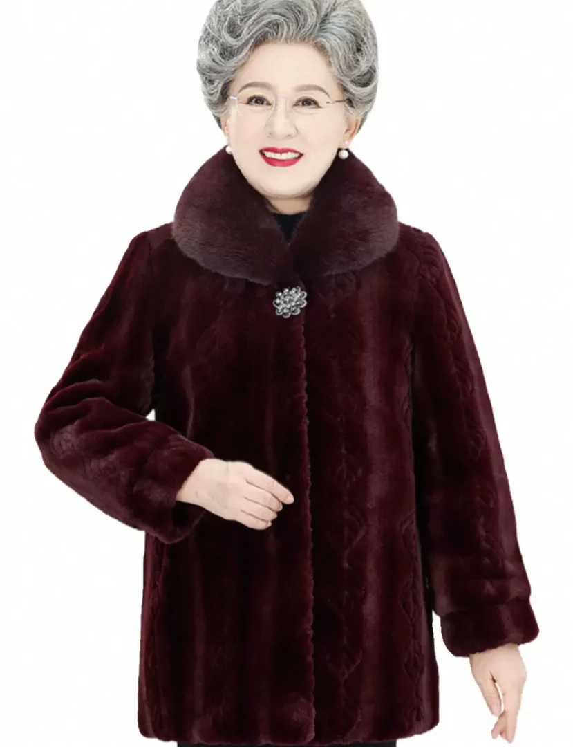 中老年妈妈冬装外套秋冬时尚保暖豹纹大衣