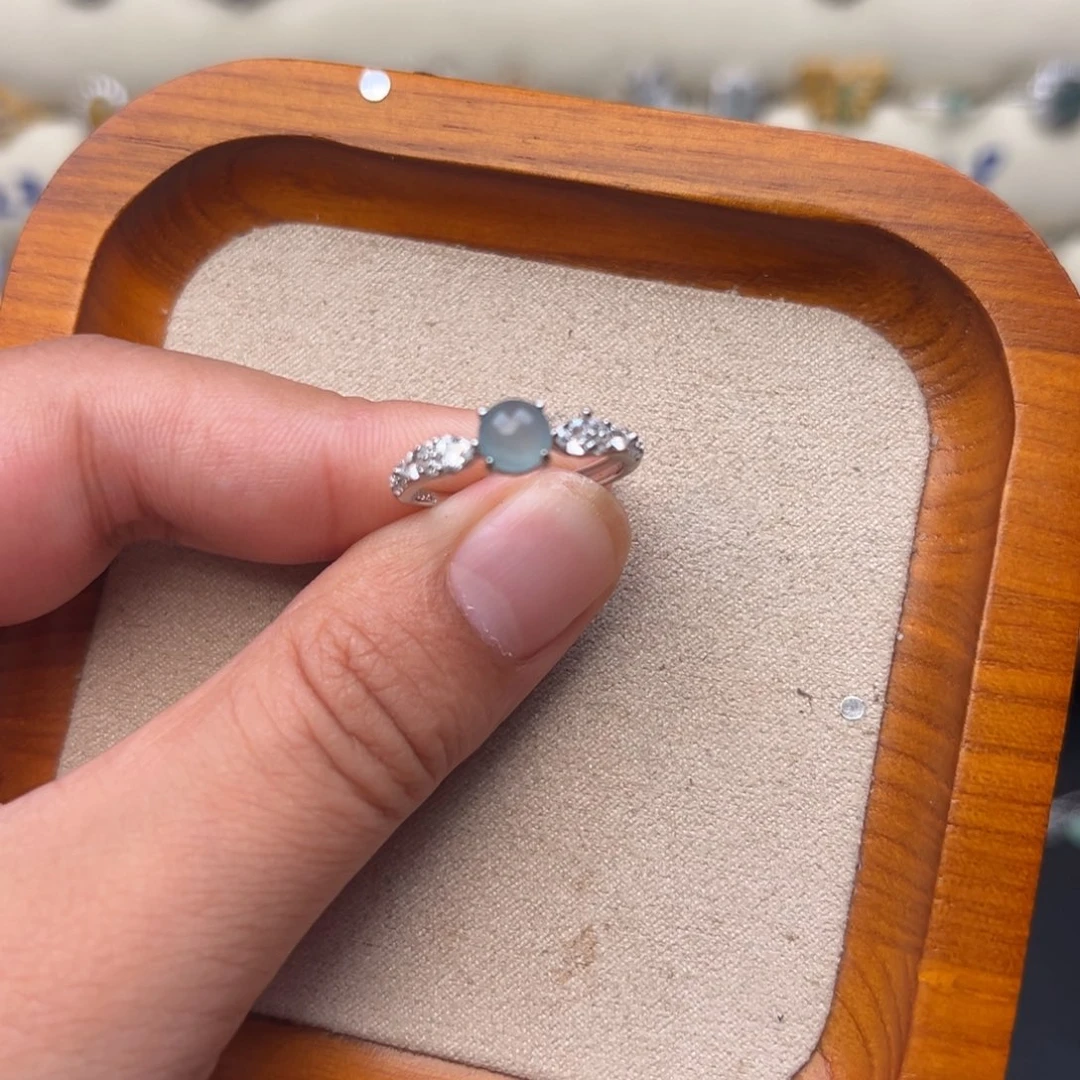 翡翠戒指银S925镶嵌1