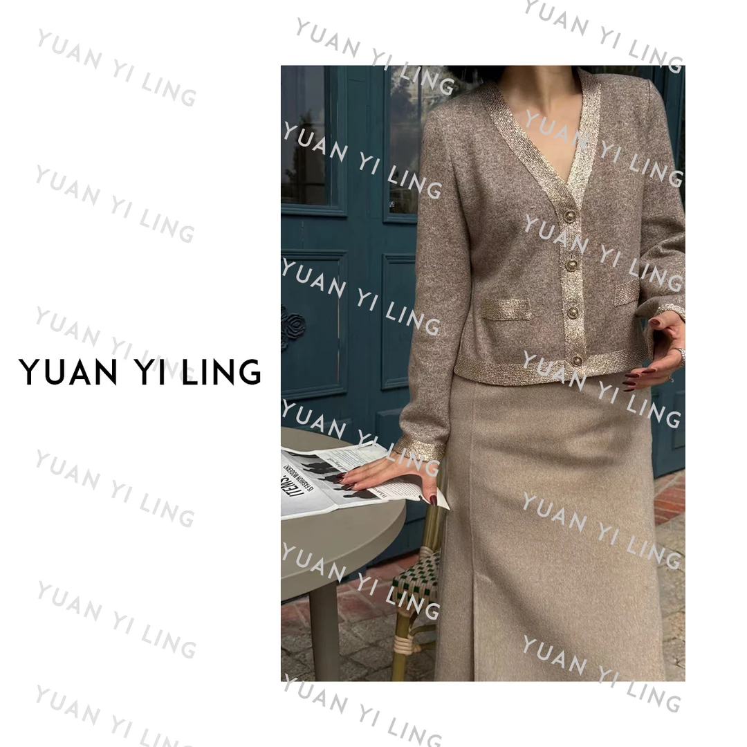 袁艺灵【午夜巴黎】澳毛肌理感手工织带法式开衫上衣9242(会起球)