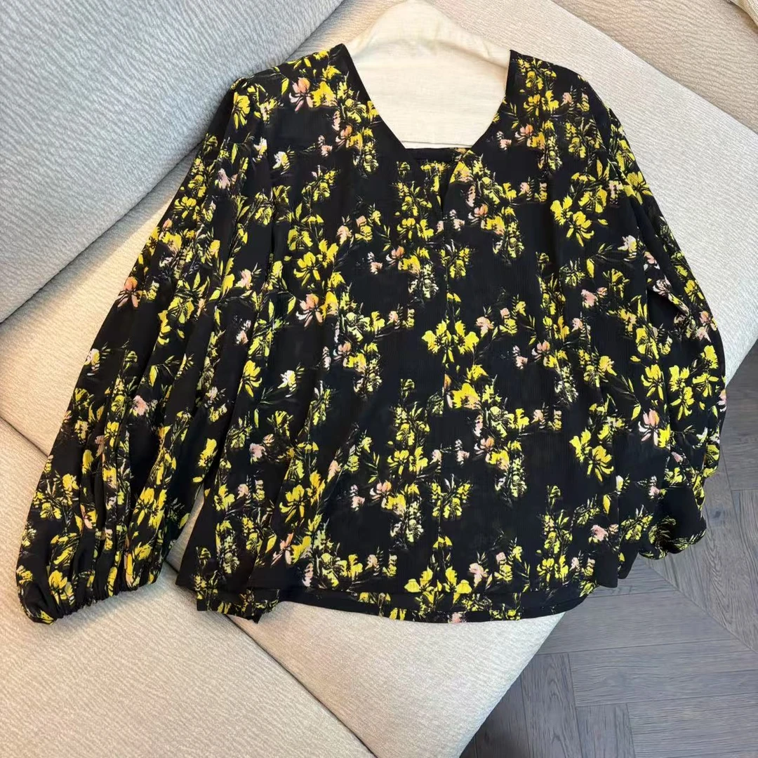 CSY1888 德国客人订单 艺术感碎花印花衬衫