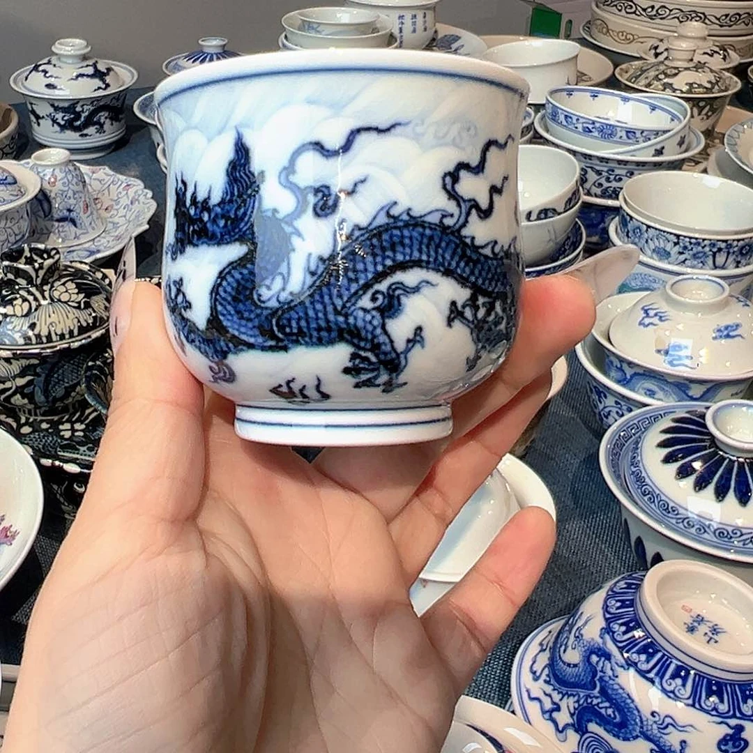 青花海水龙纹布袋