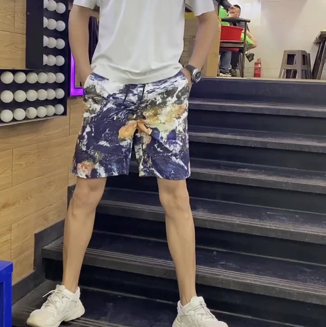 1106夏季男士宽松透气速干五分短裤轻奢百搭休闲时尚男款牛仔蓝色