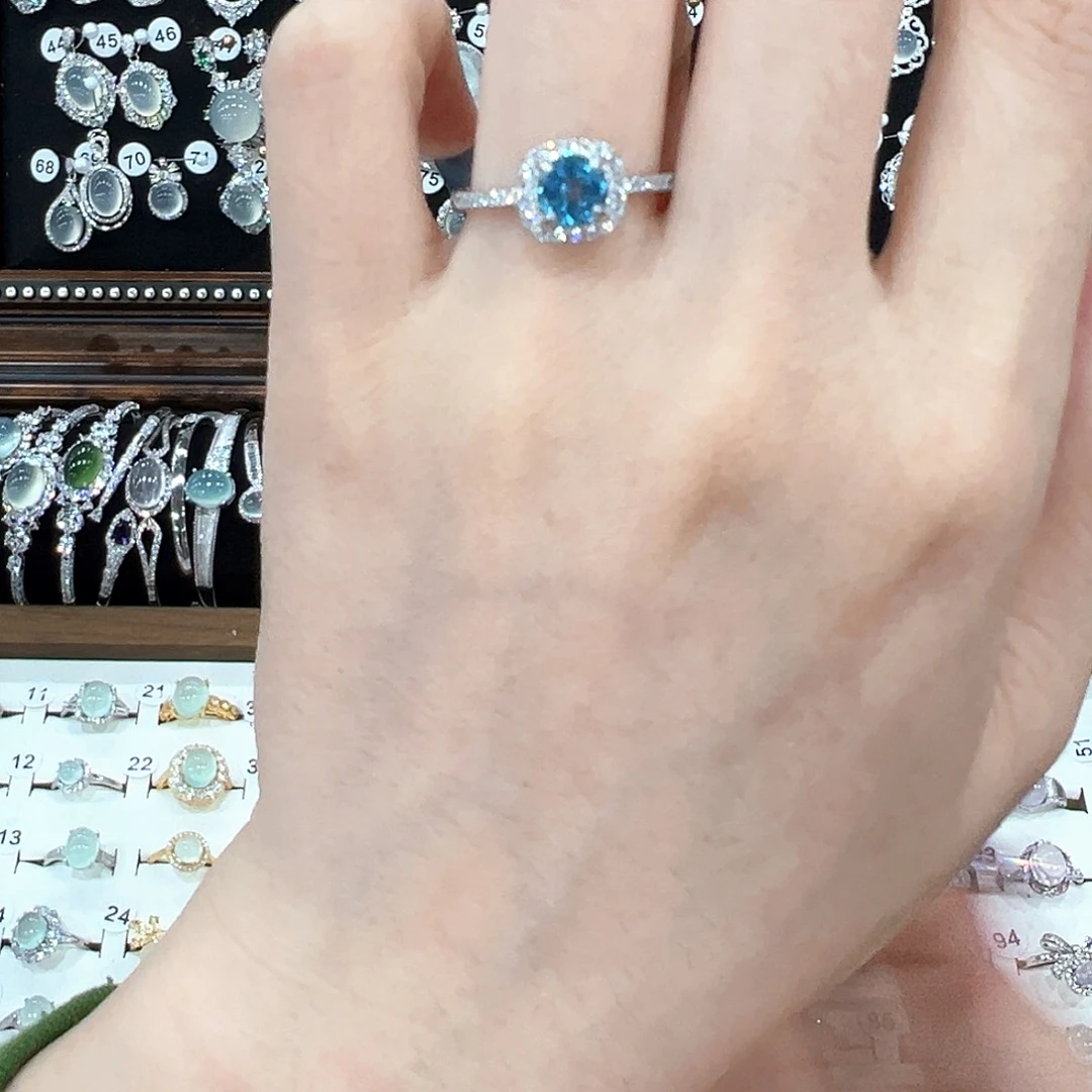 蛇纹石玉银S925镶嵌戒指