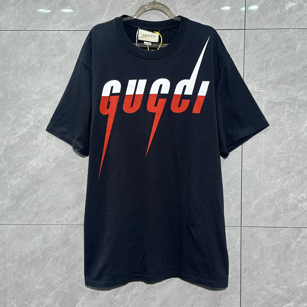 未使用 GUCCI/古驰 L码 黑色 刀锋 闪电短袖 0408