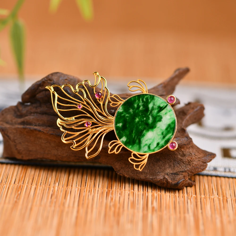 戊申堂翡翠小金鱼吊坠 国风珠宝