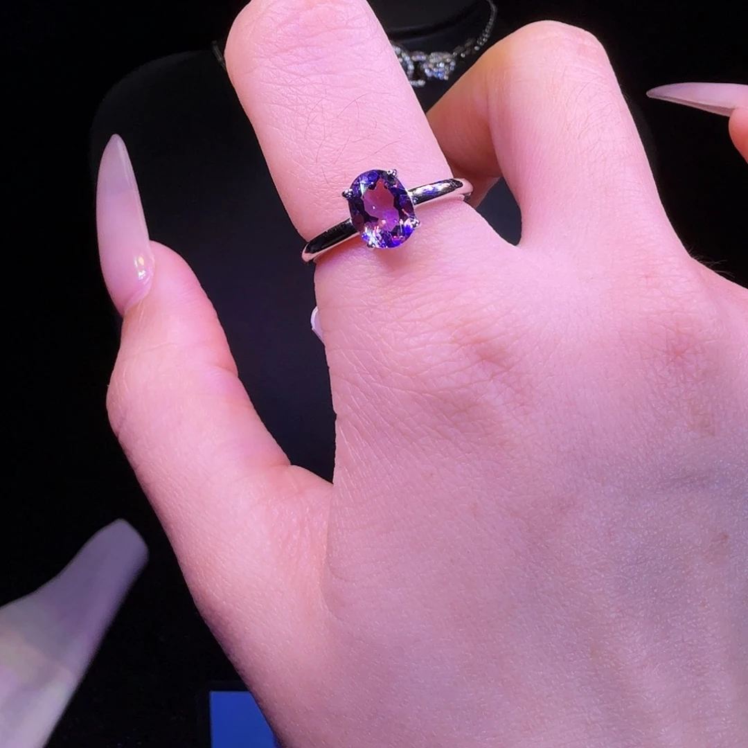 银S925镶嵌戒指水晶