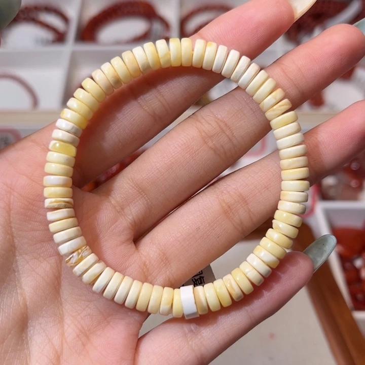 蜜蜡未镶嵌手链精工直切药片蜜蜡6.5mm