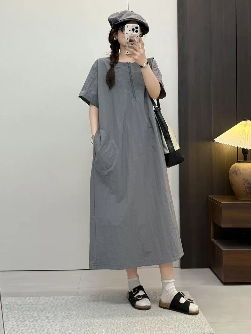 2025新款冰感面料高级轻奢气质大码连衣裙