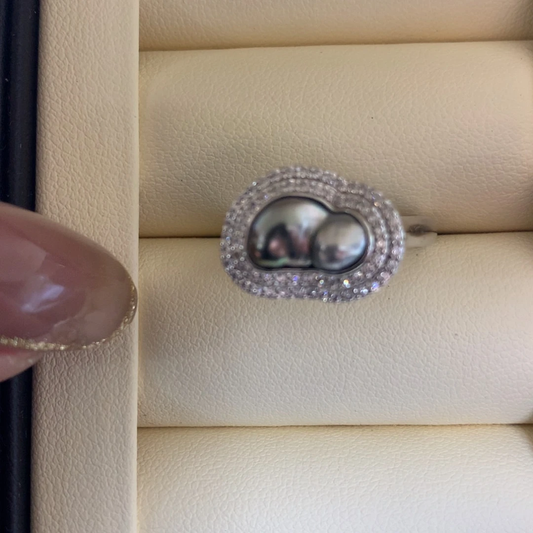 银S925镶嵌海水珍珠戒指