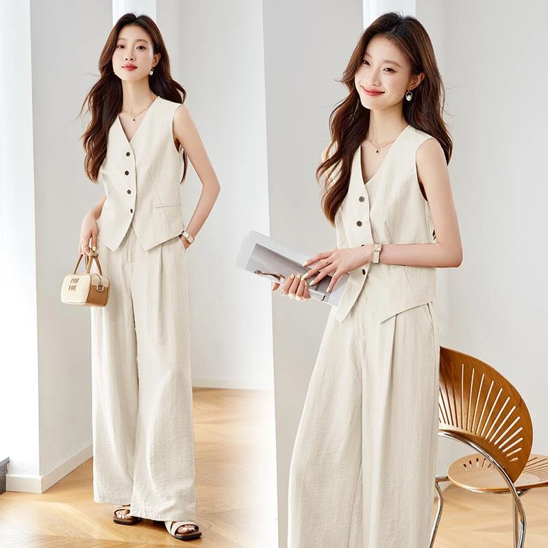 VONSRMAN25时尚气质无袖套装女感洋气减龄韩里韩气两件套夏装