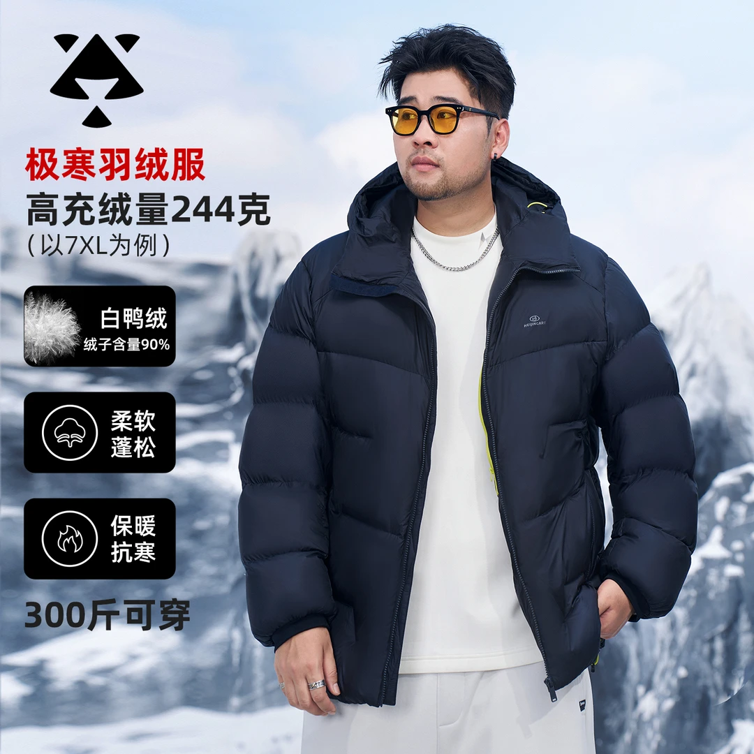 【极寒系列-90鸭绒】森老板大码男装冬季连帽羽绒服加厚保暖外套男