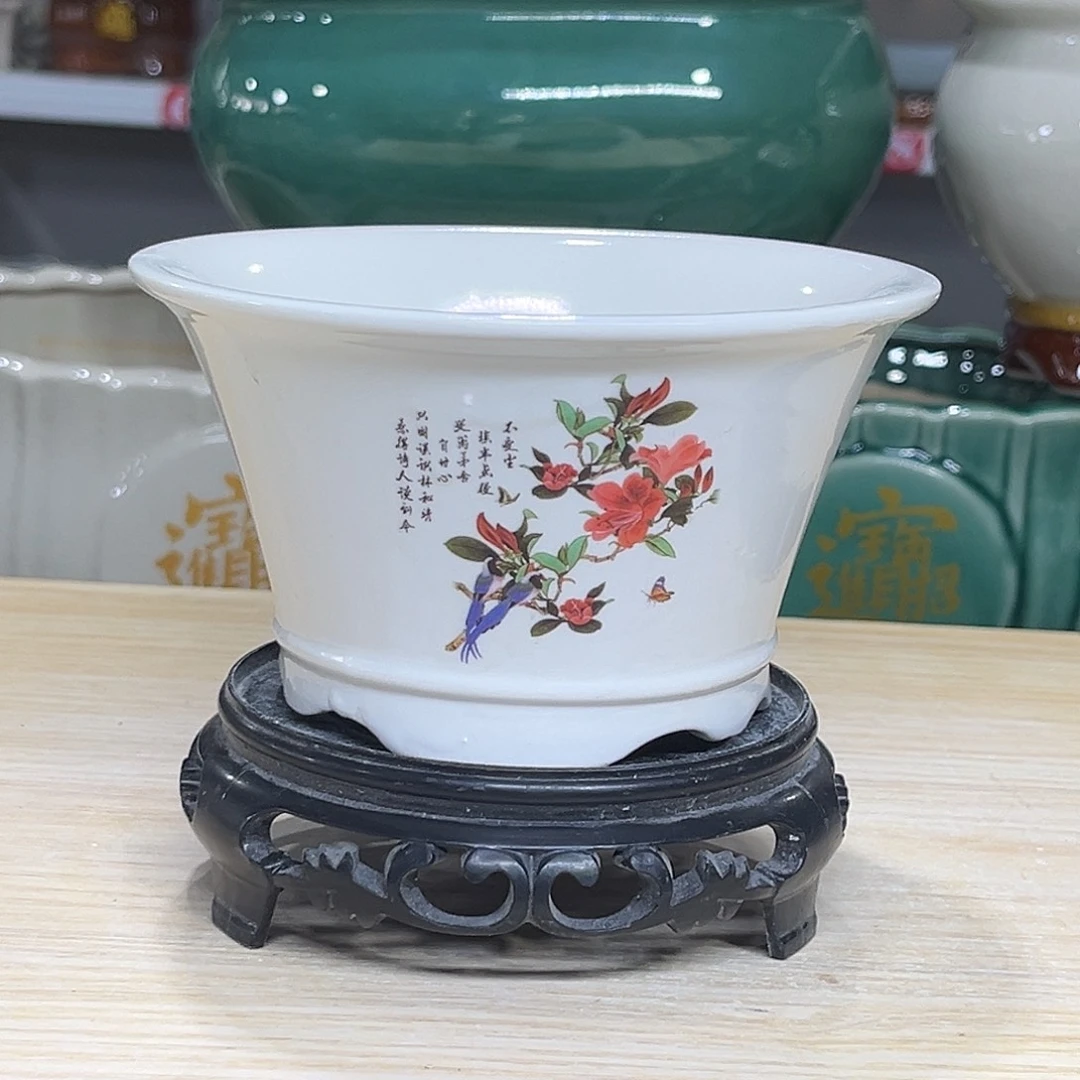 陶瓷绿植多肉微瑕贴花盆口径13*7.5