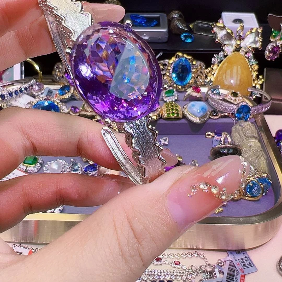 紫水晶银S925镶嵌水晶