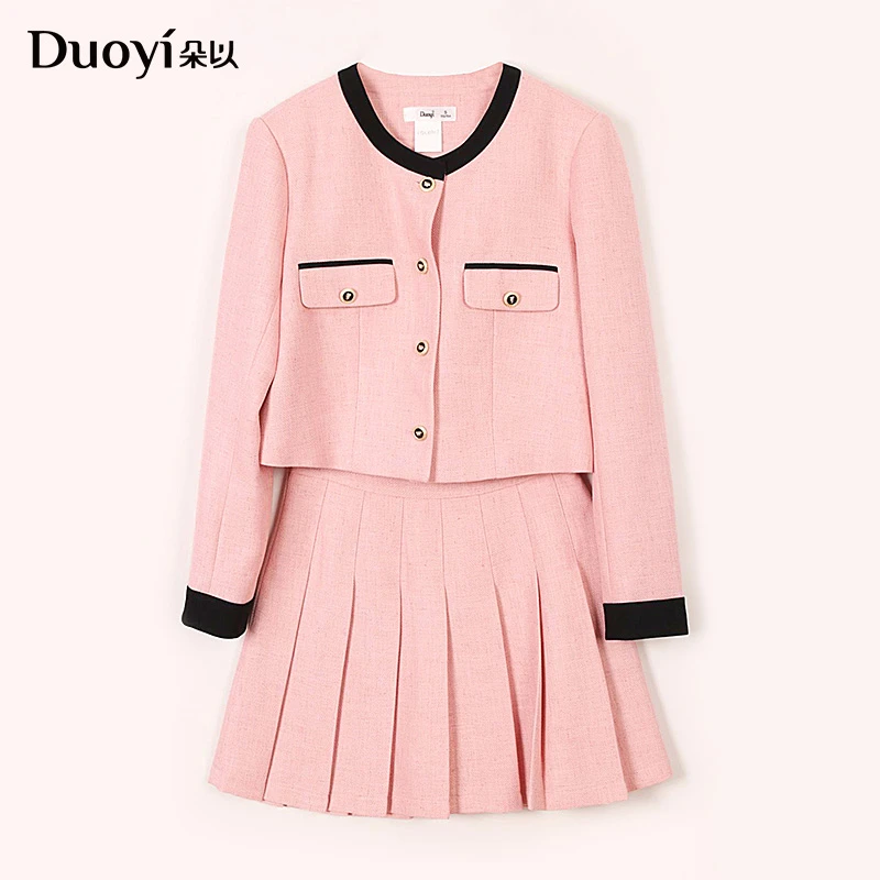 朵以气质优雅小香风套装外套百褶裙两件套微瑕介意勿拍39BC831117