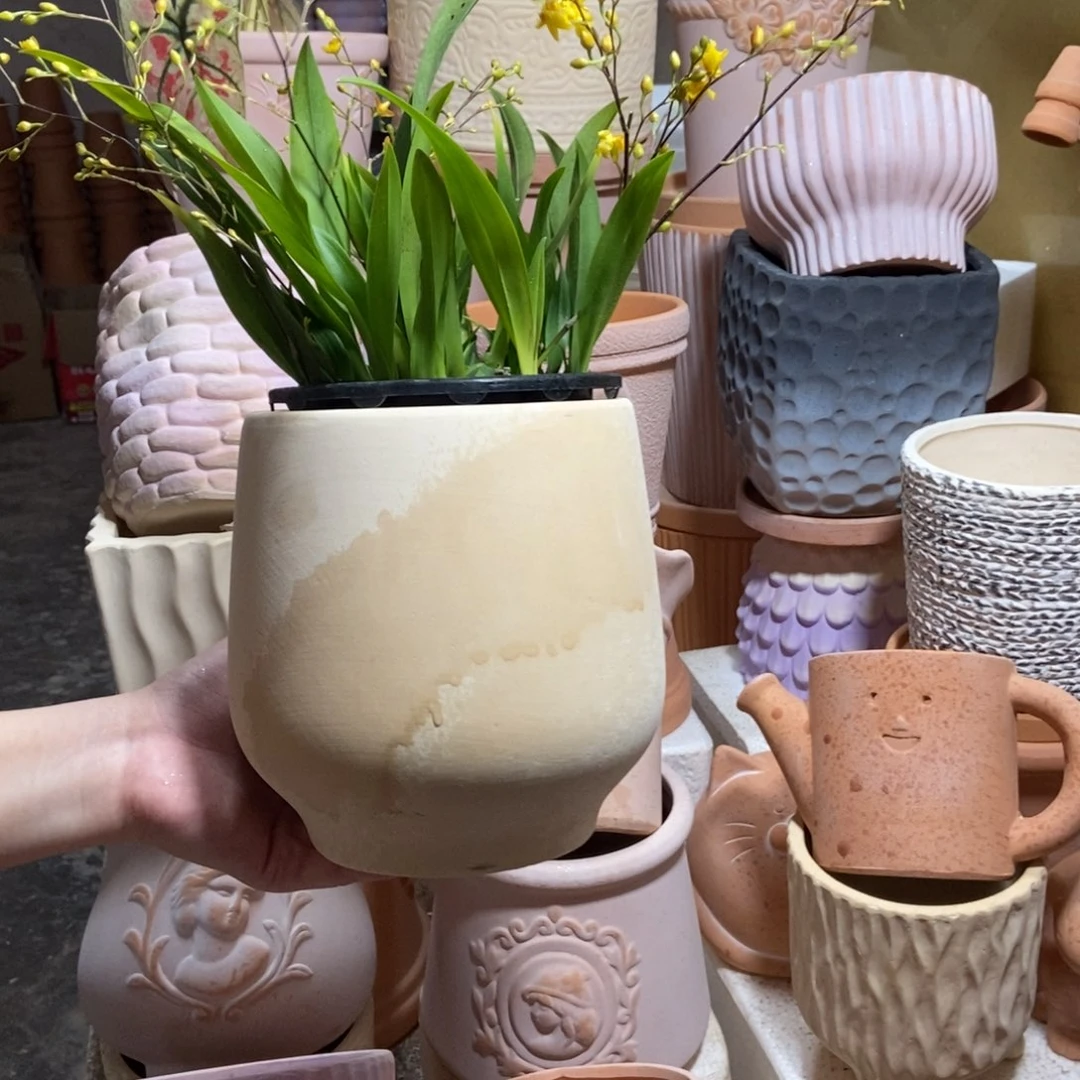 14×16白陶小脚盆 粗陶1个