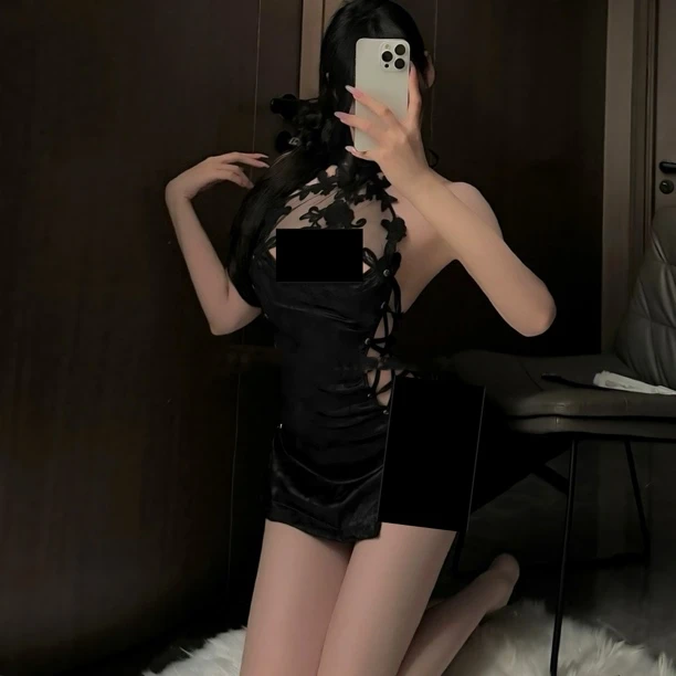 印花旗袍》乖乖猫衣橱显瘦直播酒吧大胸小胸万能搭配