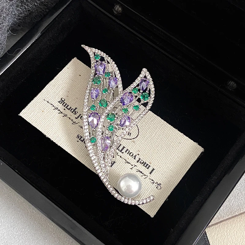 铜合金胸针 【朵韩推荐】-新款轻奢叶子胸针