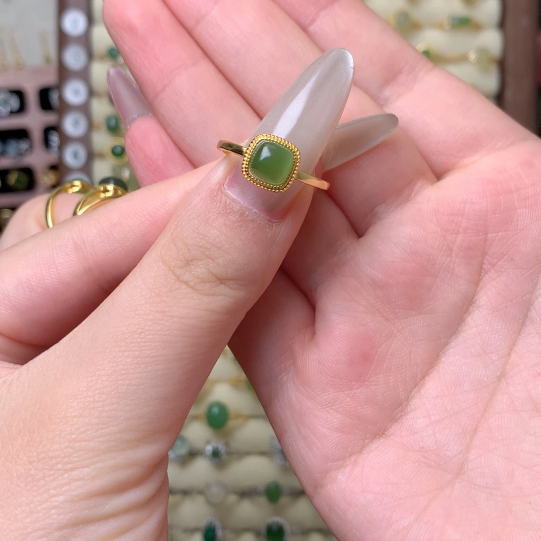 和田玉银S925镶嵌戒指