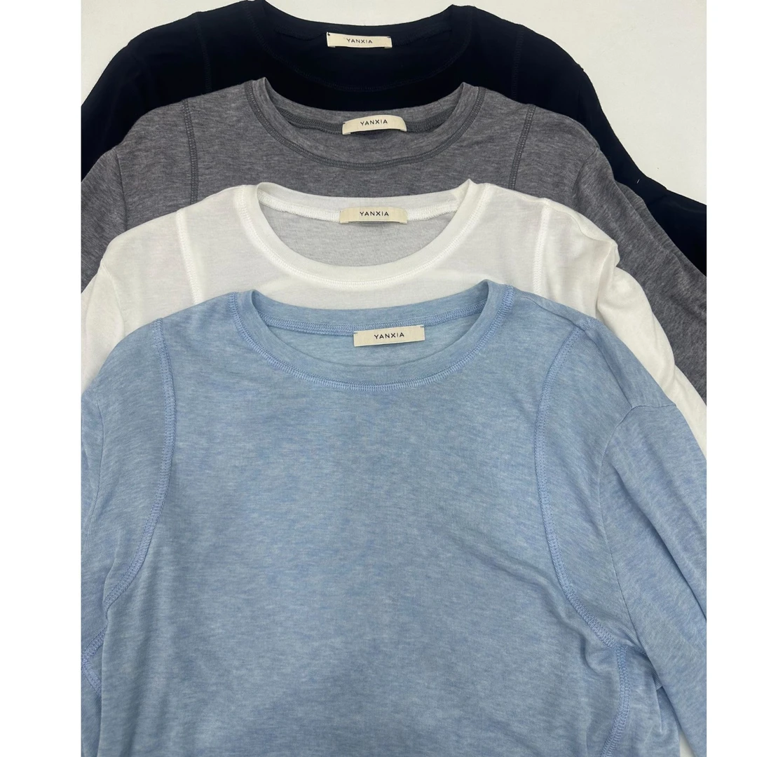 "松弛日常"莱赛尔+绵羊毛长袖拼接打底 凉爽亲肤长袖防晒T 25-075