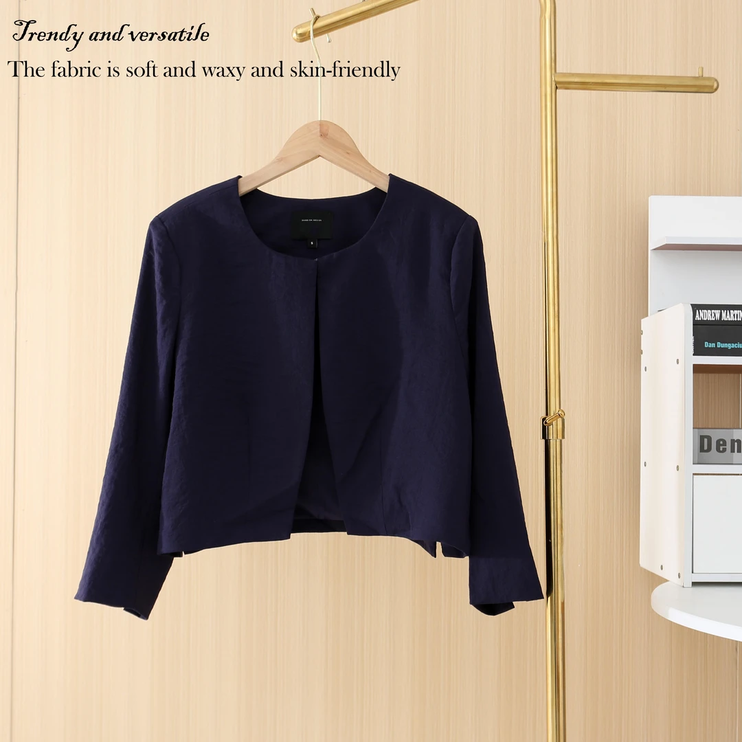 春季新款短款外套女士方领通勤百搭款简约01886时尚气质