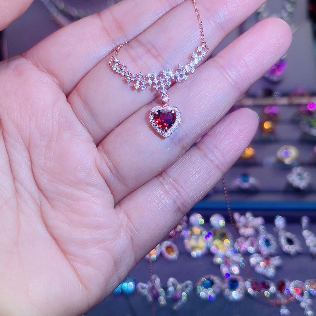 颈饰银S925镶嵌石榴石