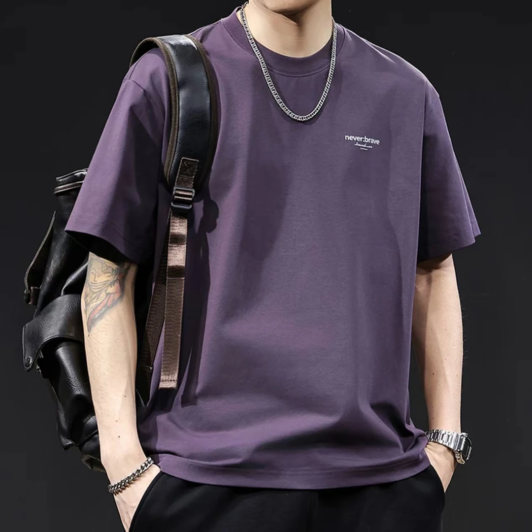 冰感科技棉短袖t恤男夏季潮牌大码高端衣重磅男士体恤休闲百搭