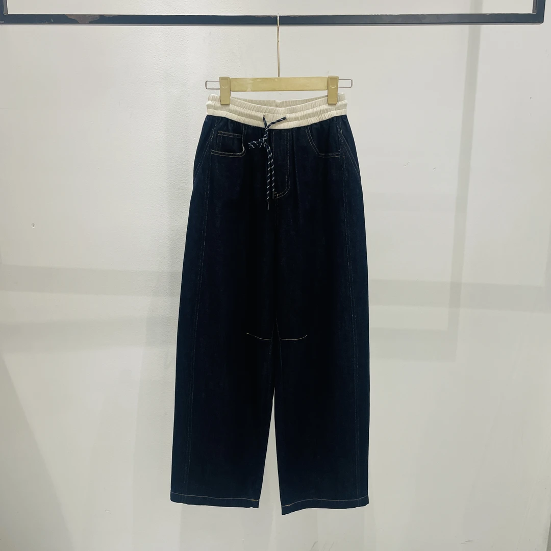 【春季上新】休闲百搭松紧腰宽松显瘦复古牛仔休闲阔腿裤 FY-60870