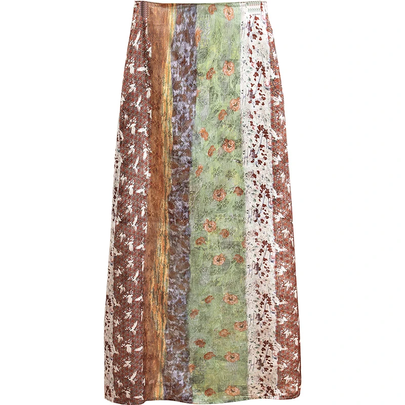 丝柏舍2025春装新款女气质碎花清新中长款A字高腰半身裙S51B0687B