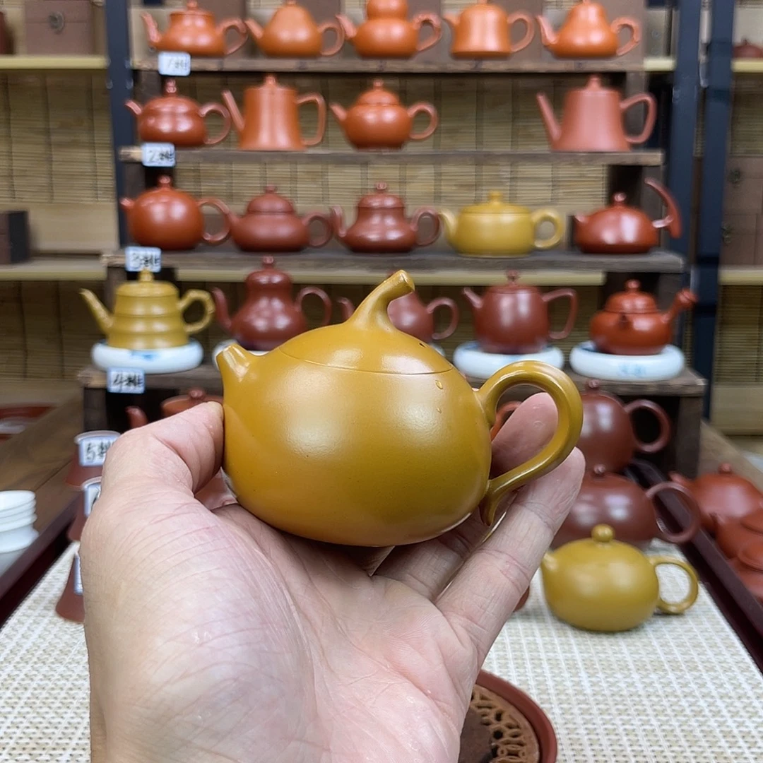 东***6茶壶紫砂潮州手拉壶黄金朱泥系列茄瓜