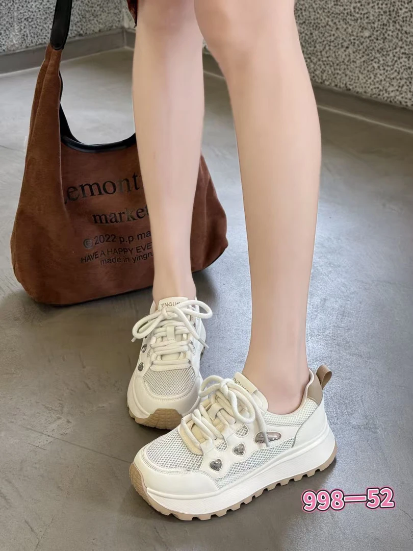 夏季单网休闲鞋时尚百搭防滑耐磨超轻拼色鞋子镂空厚底休闲鞋