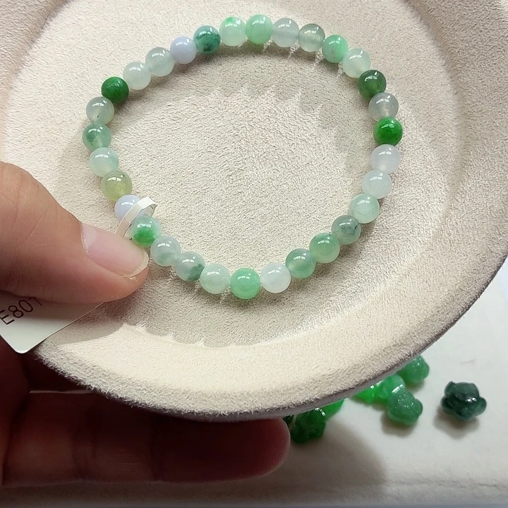 翡翠未镶嵌手链天然缅甸翡翠A货卡6