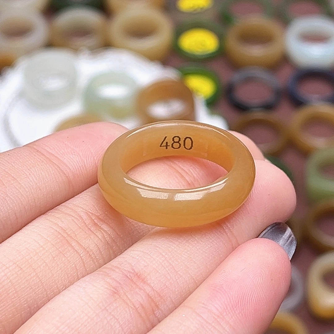 和田玉未镶嵌戒指18.9金桔糖新品