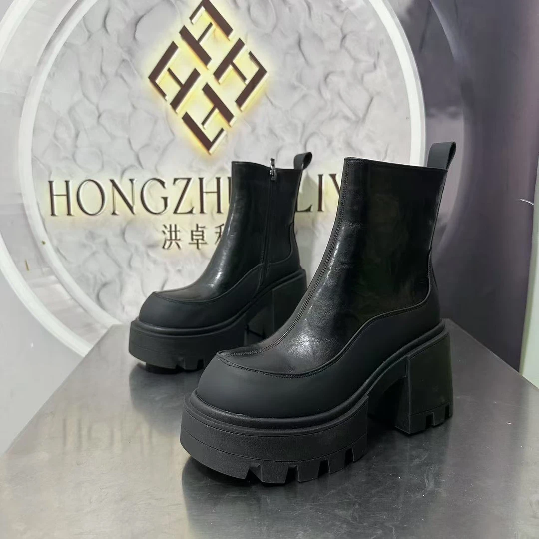 958-13绒里女厚底冬季秋冬马丁靴女鞋圆头女士系带英伦风休闲搭