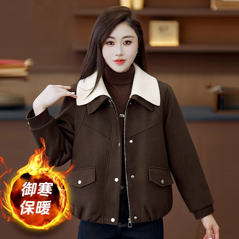 时尚韩版休闲短外套女2025冬季新款小个子洋气显瘦保暖夹克上衣潮