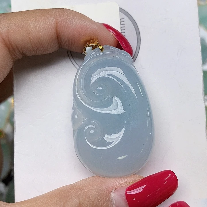 颈饰18K金镶嵌翡翠天然翡翠