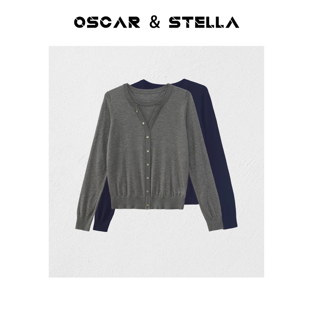 OSCAR&STELLA春新款羊毛时尚假两件针织纯色毛衣 270-EG3040