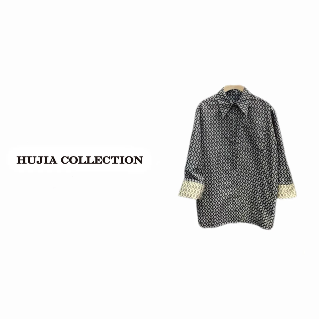HUJIA 胡嘉丨“千鸟格”设计感秋冬季气质宽松长袖外套9803