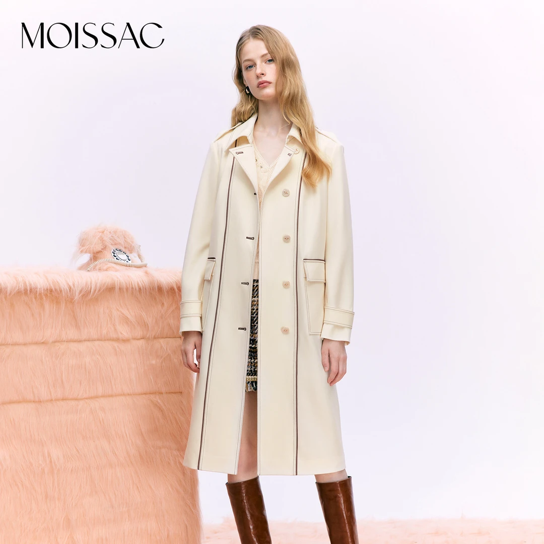 【达人专享】MOISSAC摩萨克秋法式长款廓形气质长款腰带风衣外套