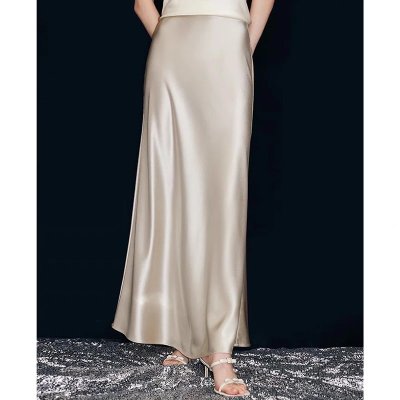鎏光|新中式夏款缎面醋酸高级感丝光垂感包臀鱼尾半身裙夏季气质