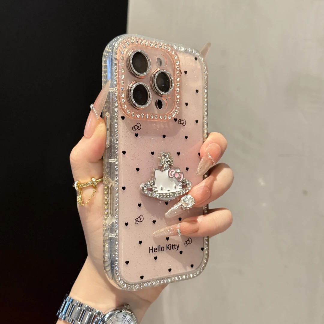 网红高颜值立体星球KT猫适用苹果16手机壳15promax爱心14/13女款