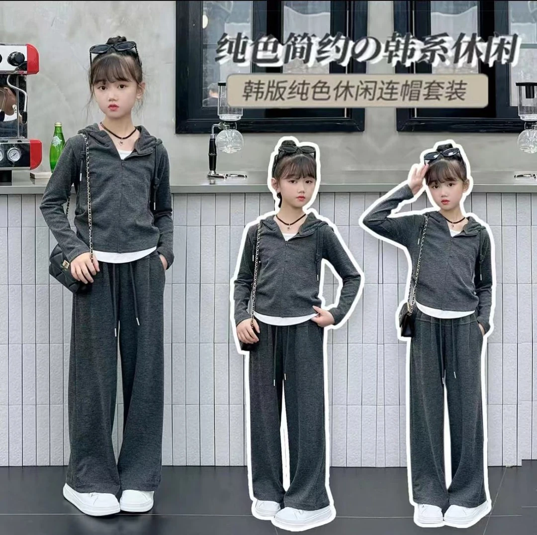 新款春季套装儿童中大童时尚洋气两件套女装套装卫衣春秋女中童