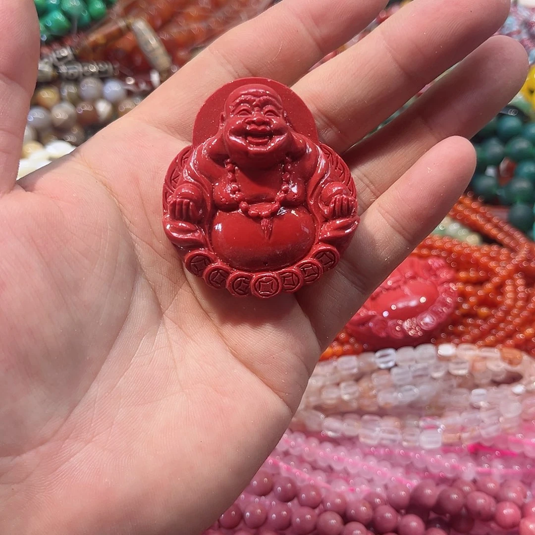 玛瑙/玉髓合金珠宝半成品吊坠佛公一个47x51mm