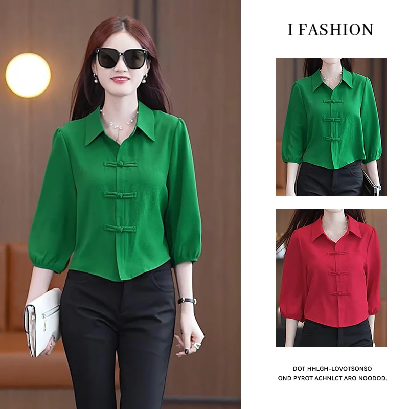 中国风设计感小众气质时尚衬衫女2025年春秋新款宽松遮肉显瘦上衣