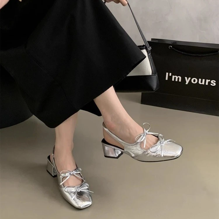 法式包头高跟百搭凉鞋女新款夏季仙女风粗跟晚晚风气质单鞋