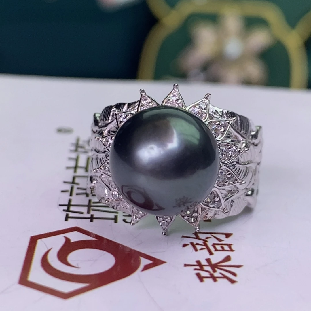 银S925镶嵌戒指海水珍珠