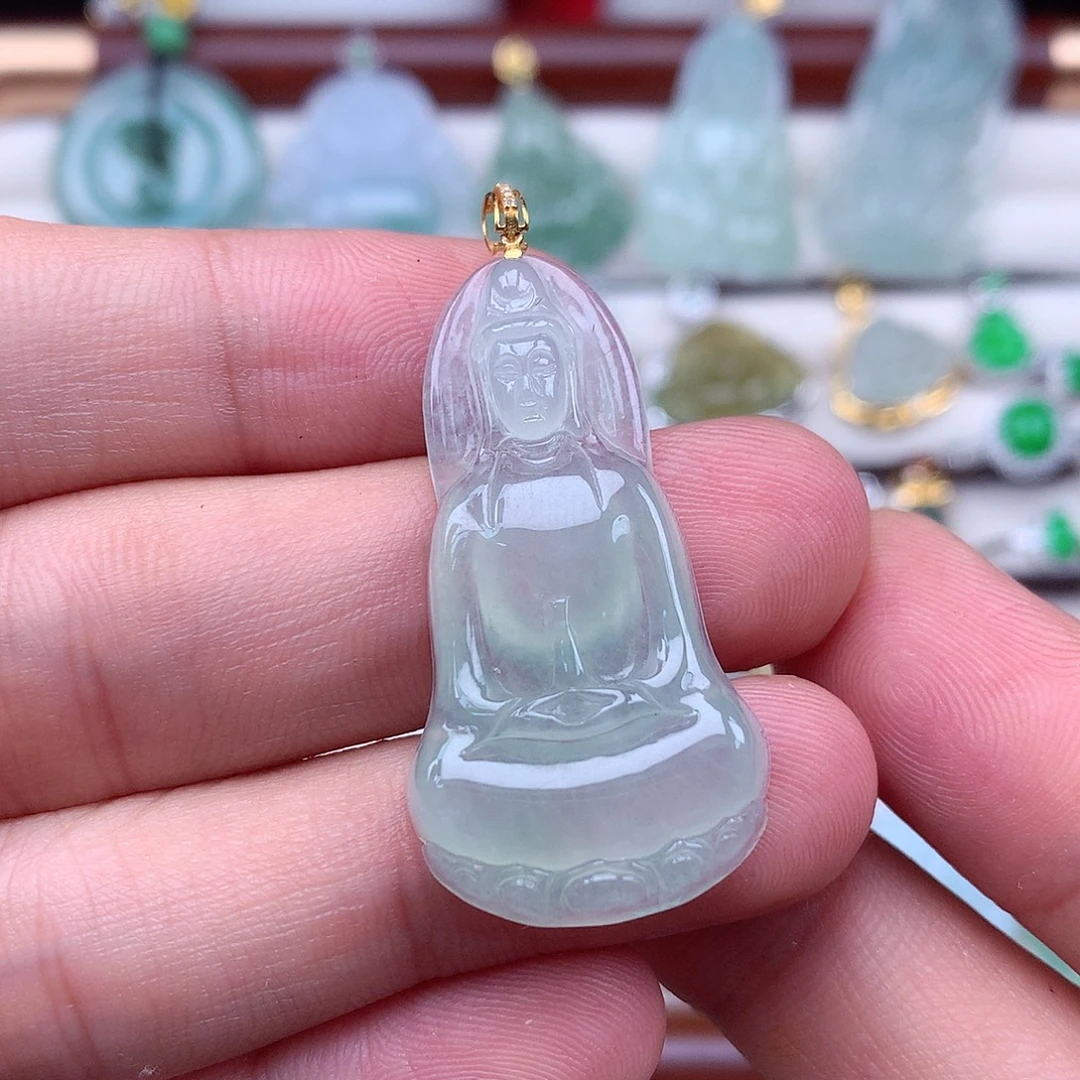 翡翠18K金镶嵌吊坠(不含链)