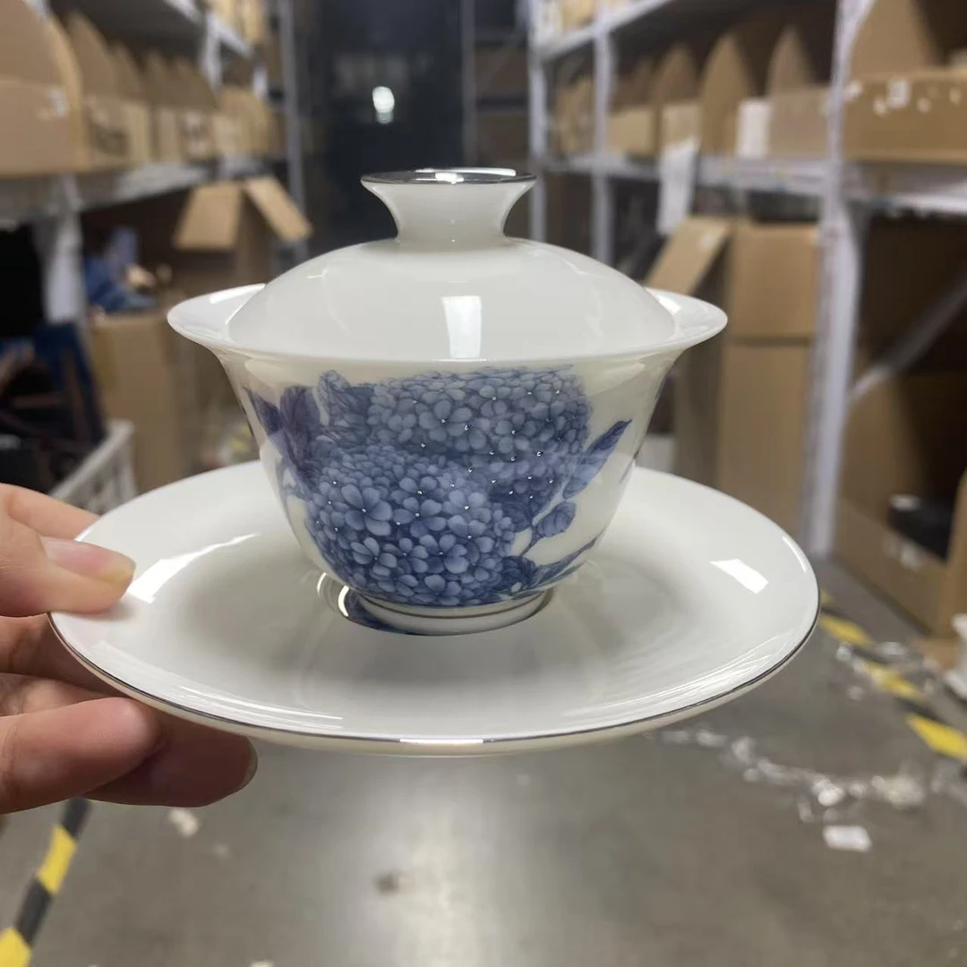 玉白瓷（富贵团圆）怡然盖碗CC8618