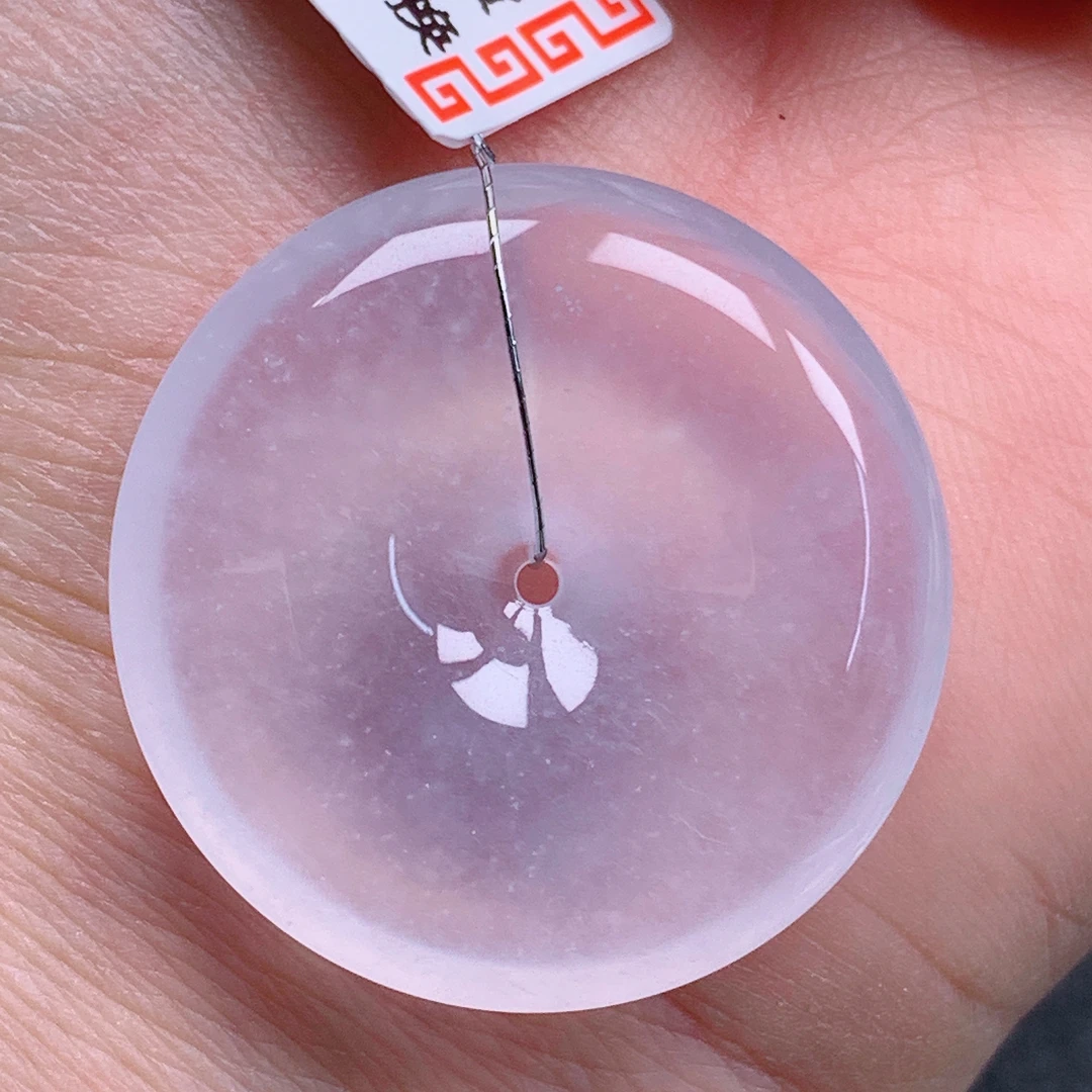 天然缅甸翡翠A货老坑种高冰平安扣气质精美尺寸30.5*6 24