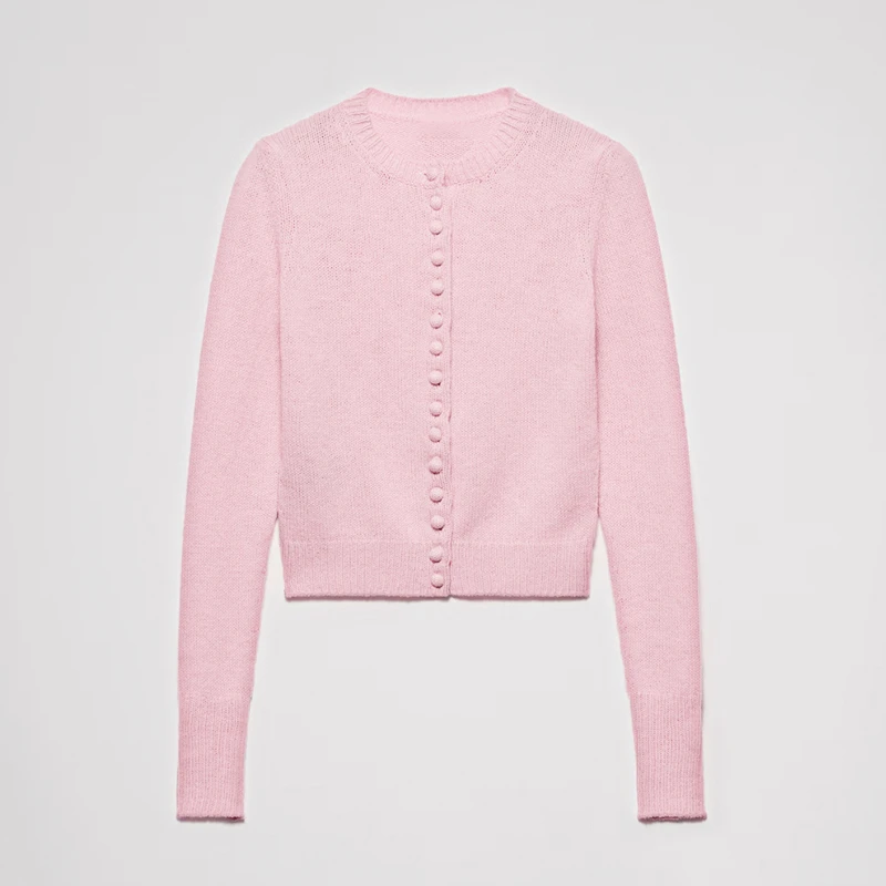 【粉色时髦打工人】手工包扣柔软羊毛多穿开衫LS30419109