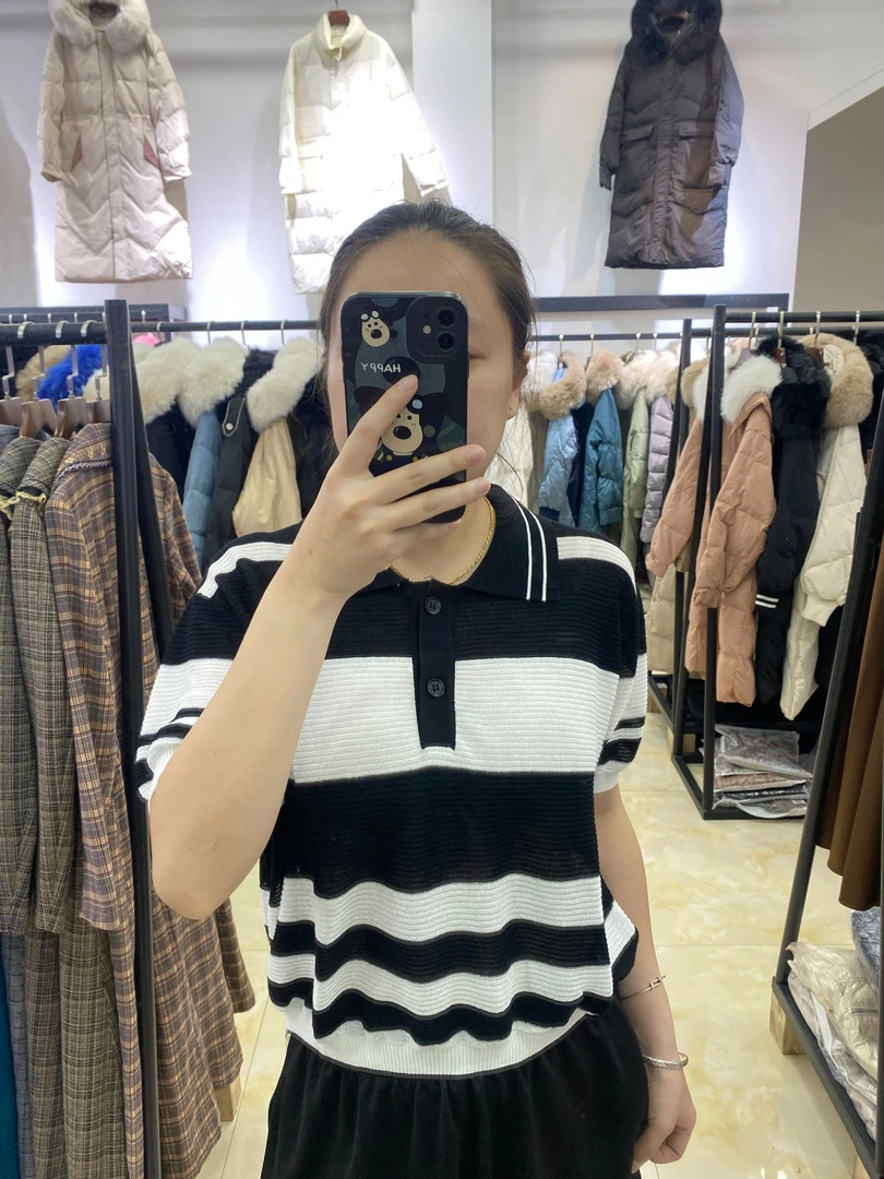 休闲短袖薄款针织衫宽松慵懒上衣